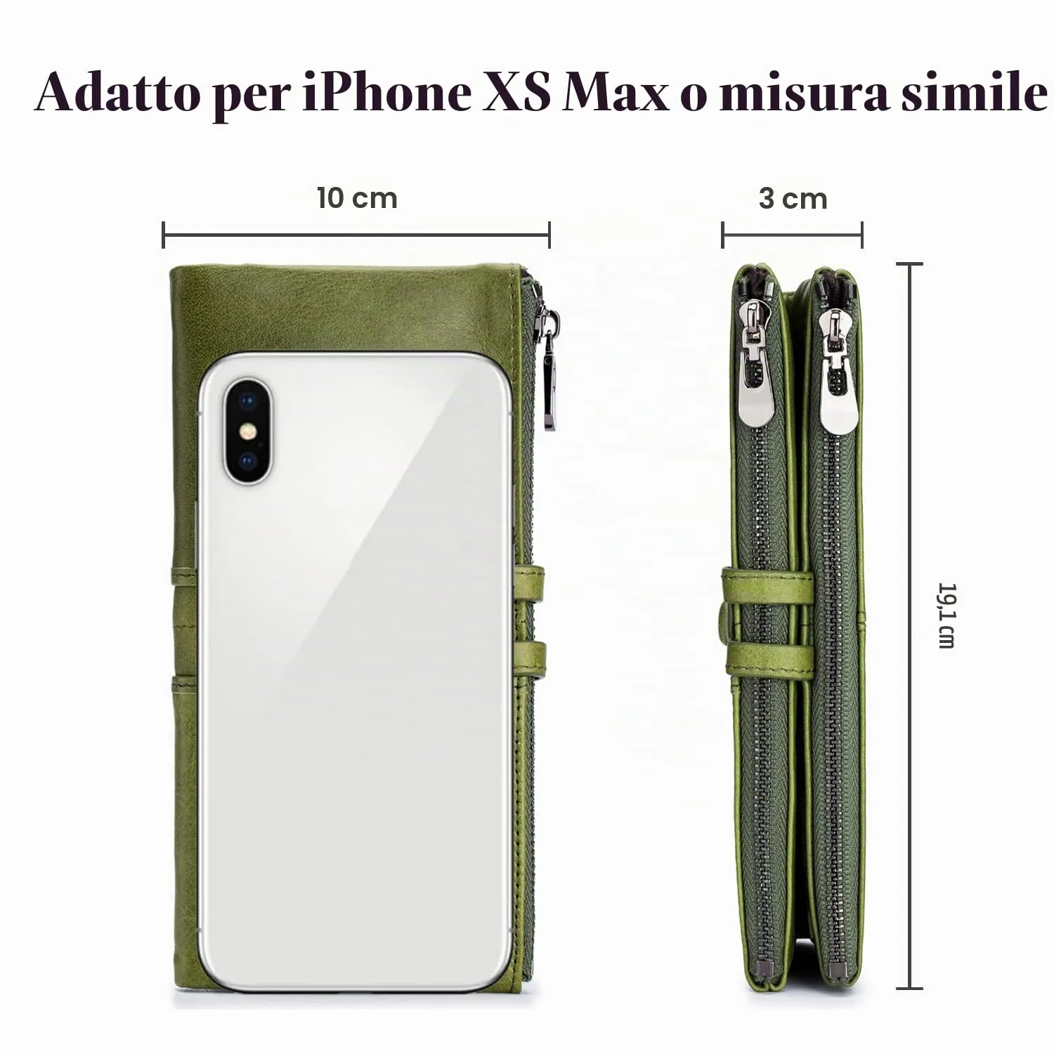 Roulens Portafogli da Donna in Vera Pelle RFID con Cerniera e Scomparto per Cellulare - immagine 4