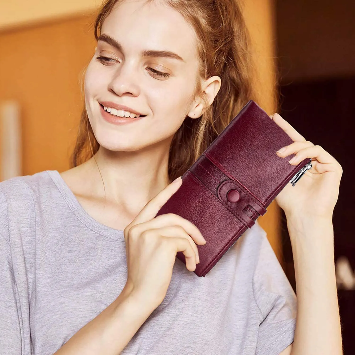 Roulens Portafoglio da donna in vera pelle con RFID e cerniera - immagine 7