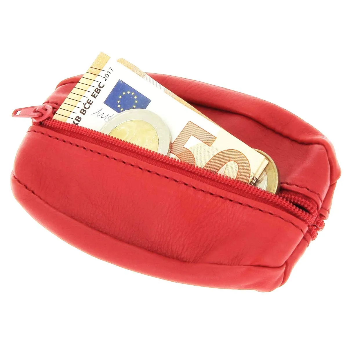 Karl Loven Portamonete Donna in Pelle Rosso Slim con Doppio Scomparto e Portachiavi - immagine 2