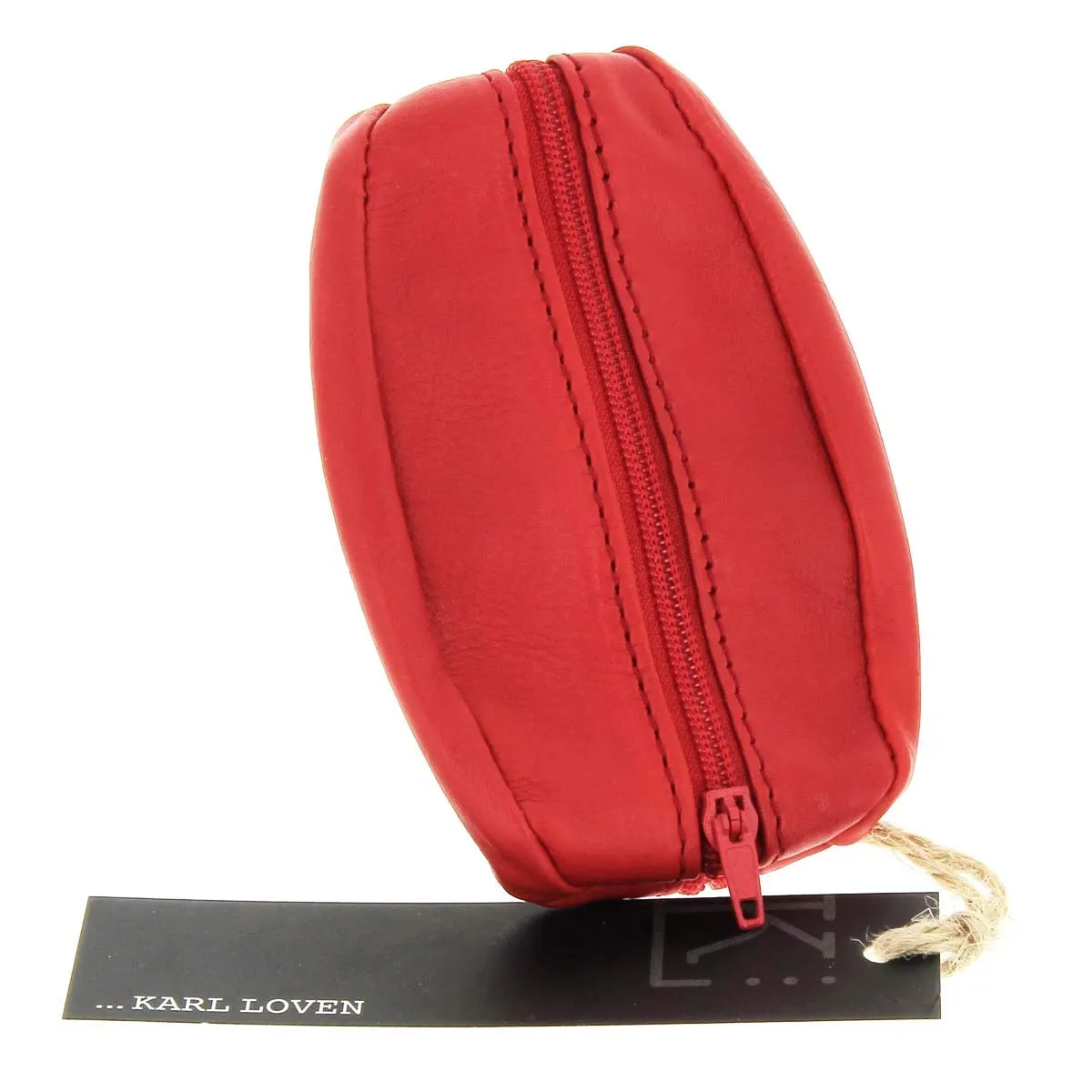 Karl Loven Portamonete Donna in Pelle Rosso Slim con Doppio Scomparto e Portachiavi - immagine 5