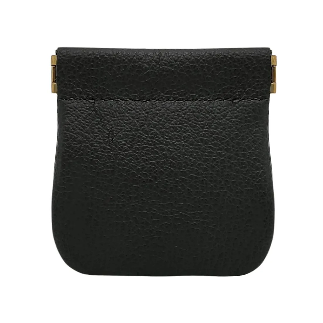 FAST WORLD SHOPPING Portamonete in Vera Pelle Made in Italy con Chiusura a Molla Snap (Nero) - immagine 5