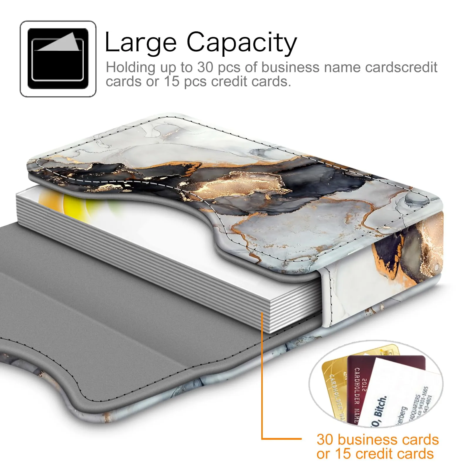 FINTIE Porta Biglietti da Visita con Chiusura Magnetica - Z-cloudy Marble - immagine 2