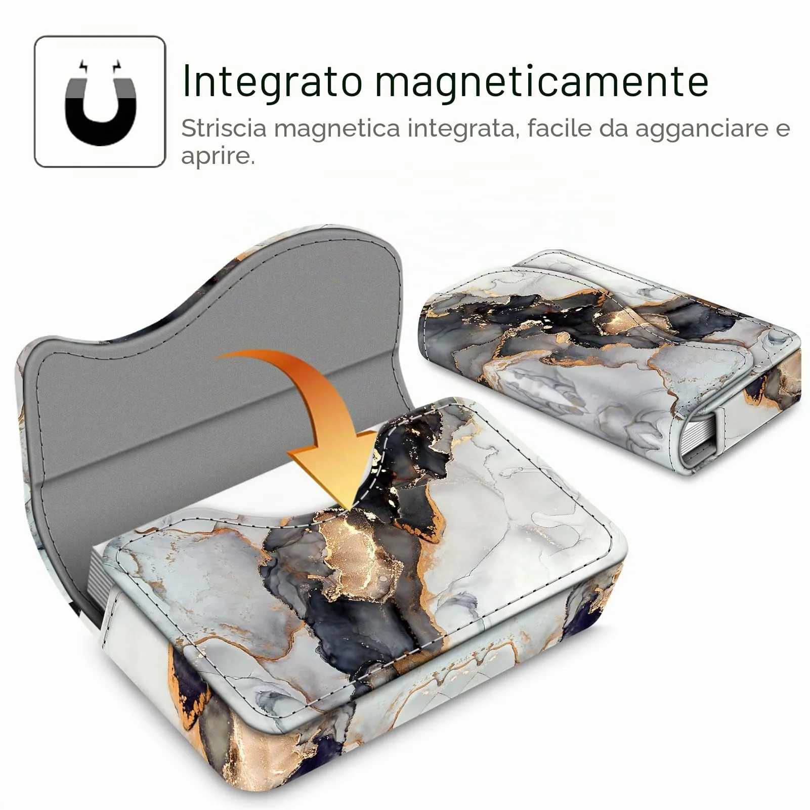 FINTIE Porta Biglietti da Visita con Chiusura Magnetica - Z-cloudy Marble - immagine 3