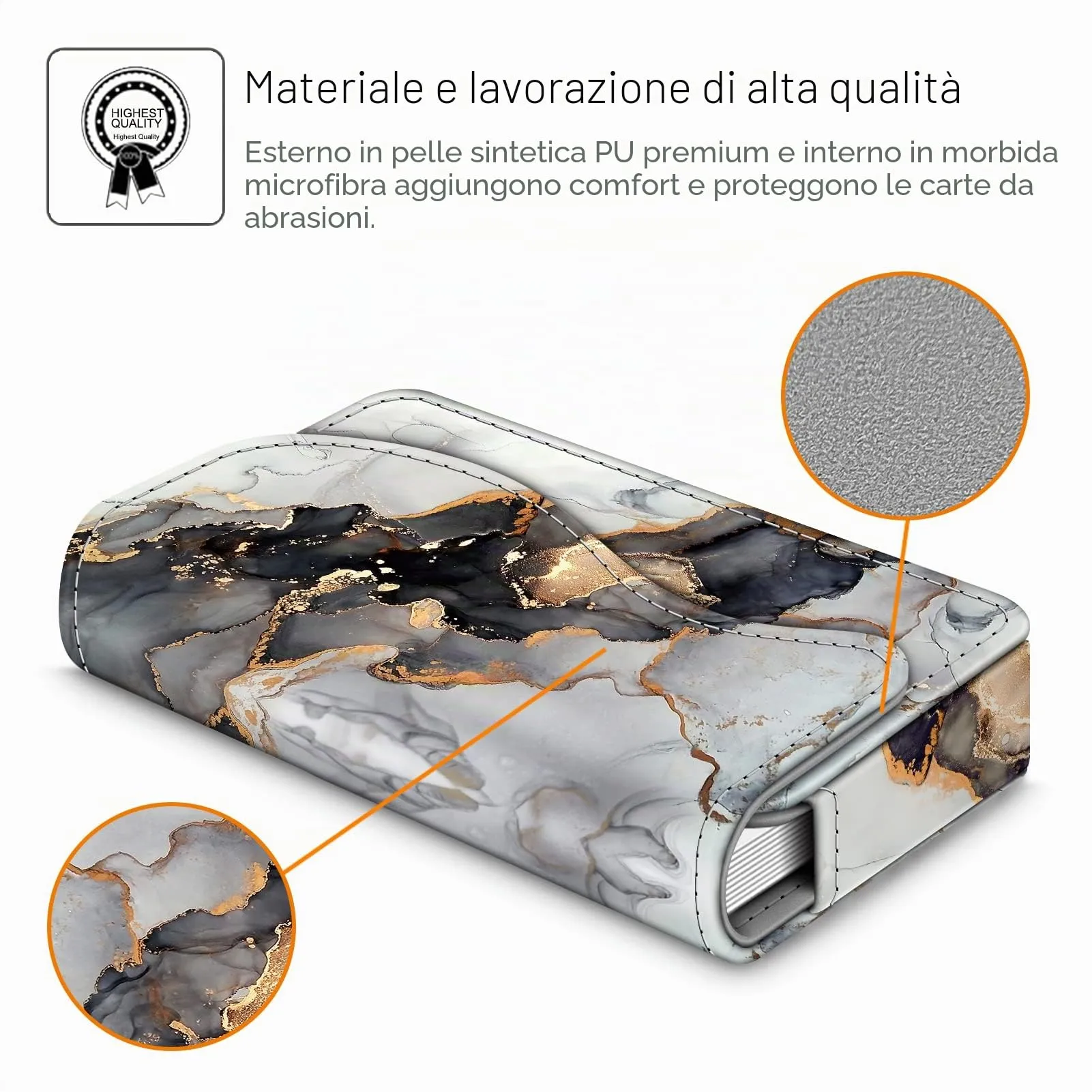 FINTIE Porta Biglietti da Visita con Chiusura Magnetica - Z-cloudy Marble - immagine 4