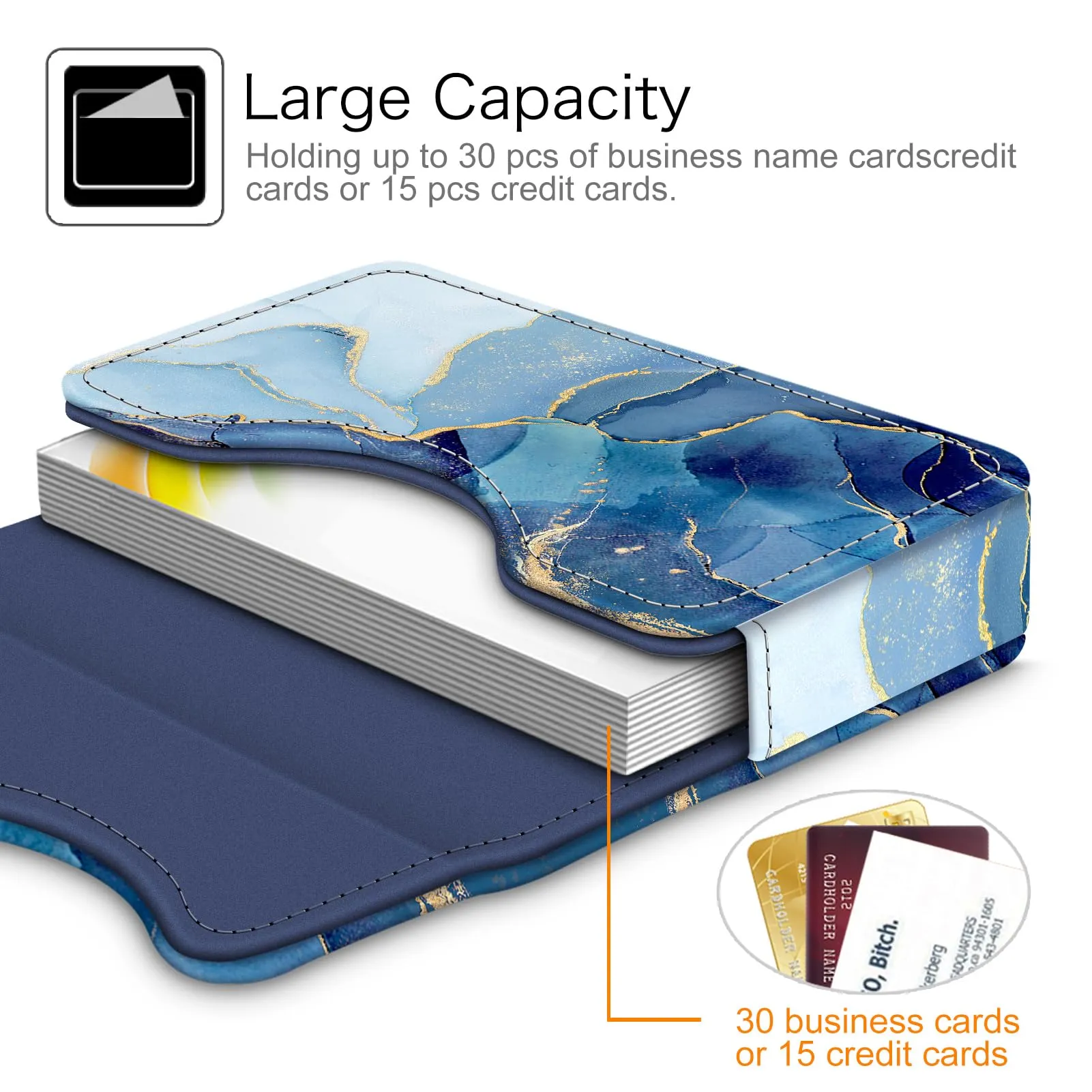 FINTIE Porta Biglietti da Visita con Chiusura Magnetica - Z-ocean Marble - immagine 2