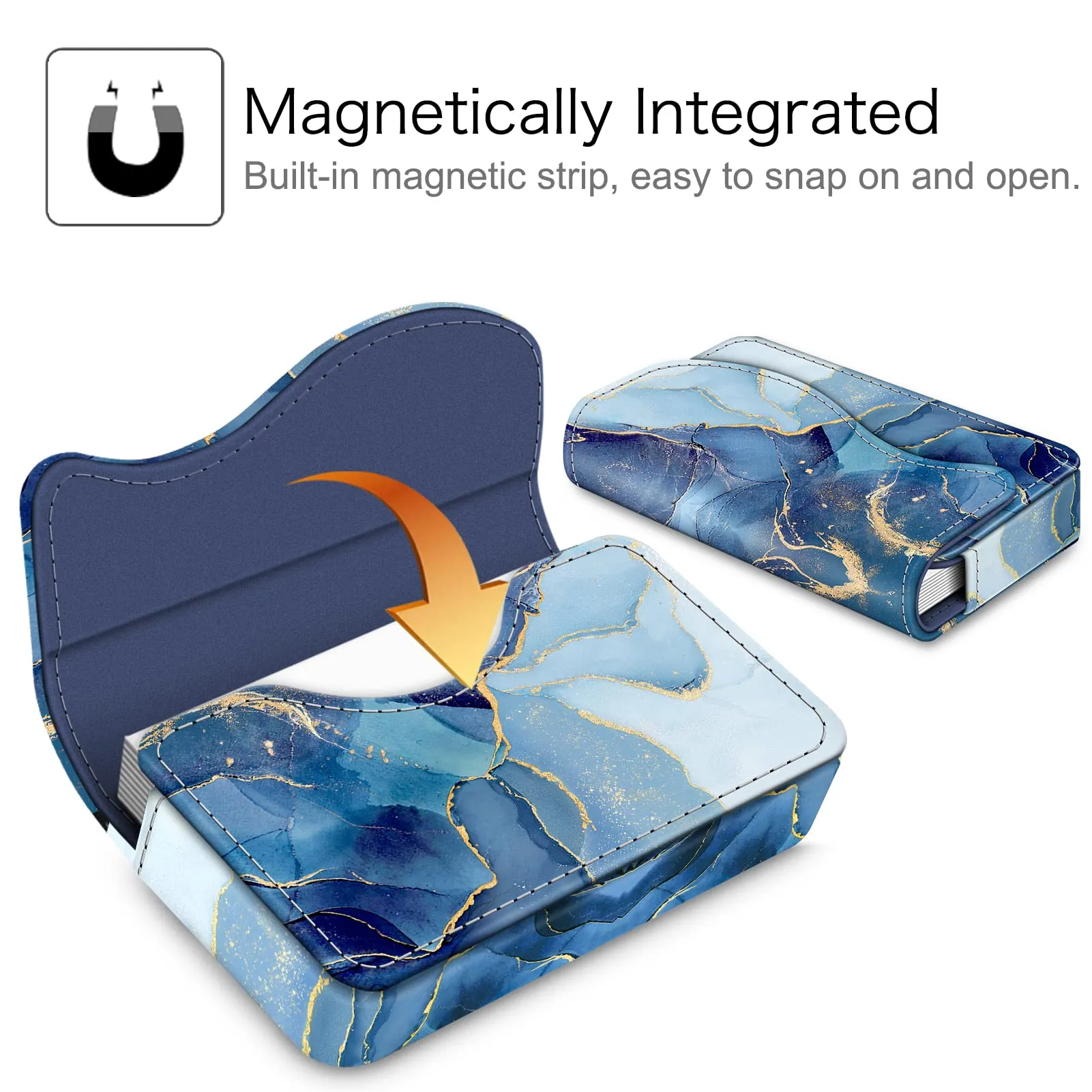 FINTIE Porta Biglietti da Visita con Chiusura Magnetica - Z-ocean Marble - immagine 3