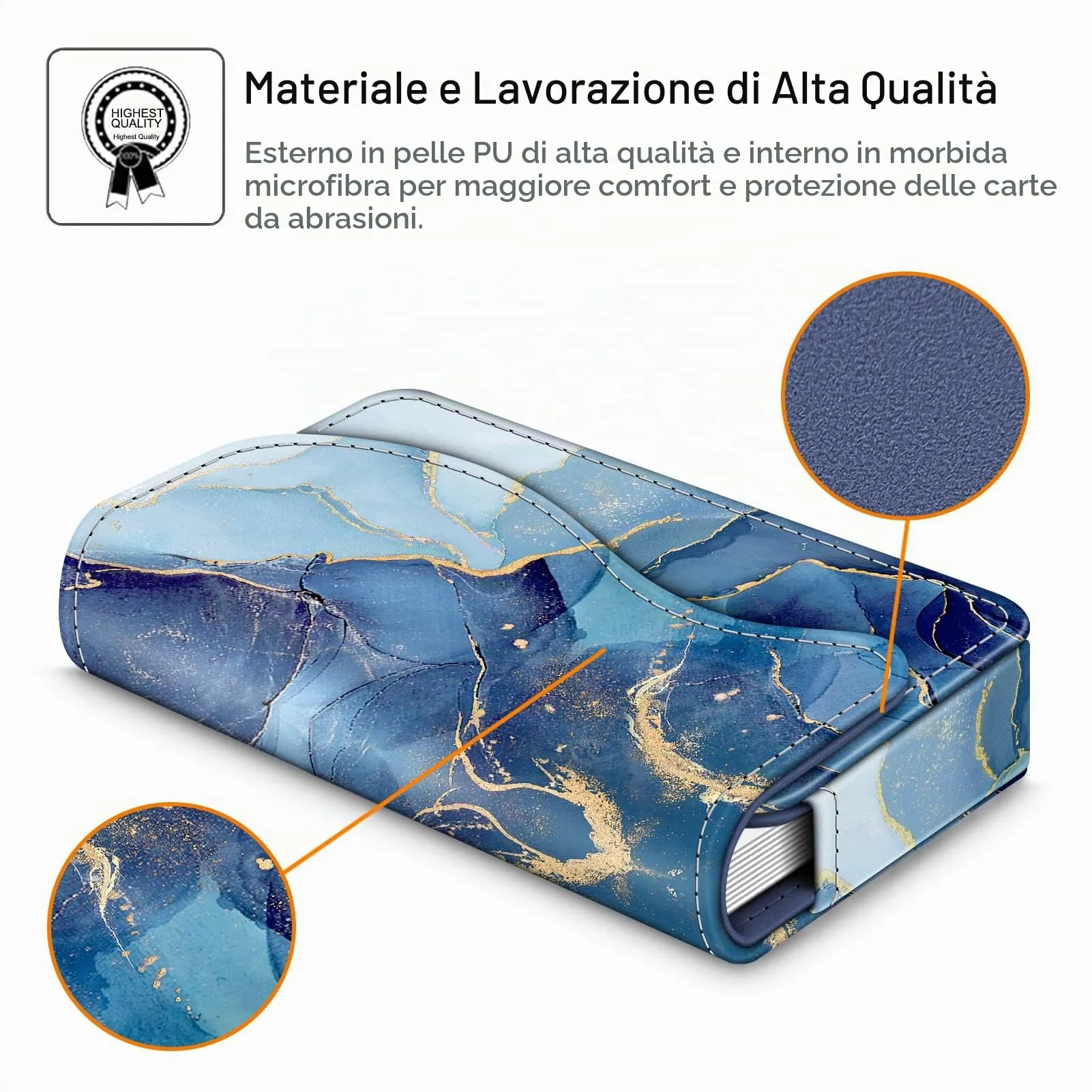 FINTIE Porta Biglietti da Visita con Chiusura Magnetica - Z-ocean Marble - immagine 4