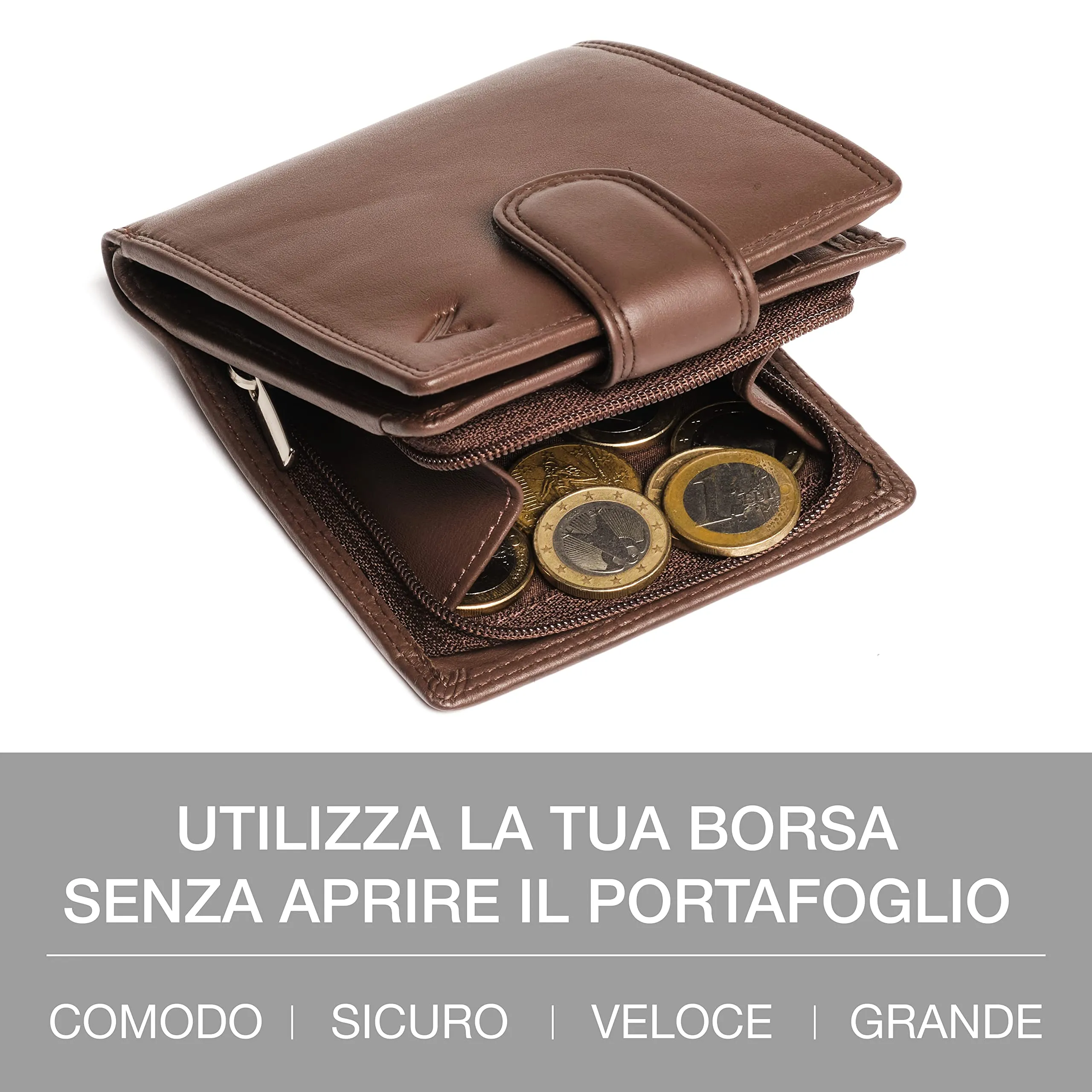 Lavalen Portafoglio Uomo in Pelle Vera RFID con Portamonete - immagine 5