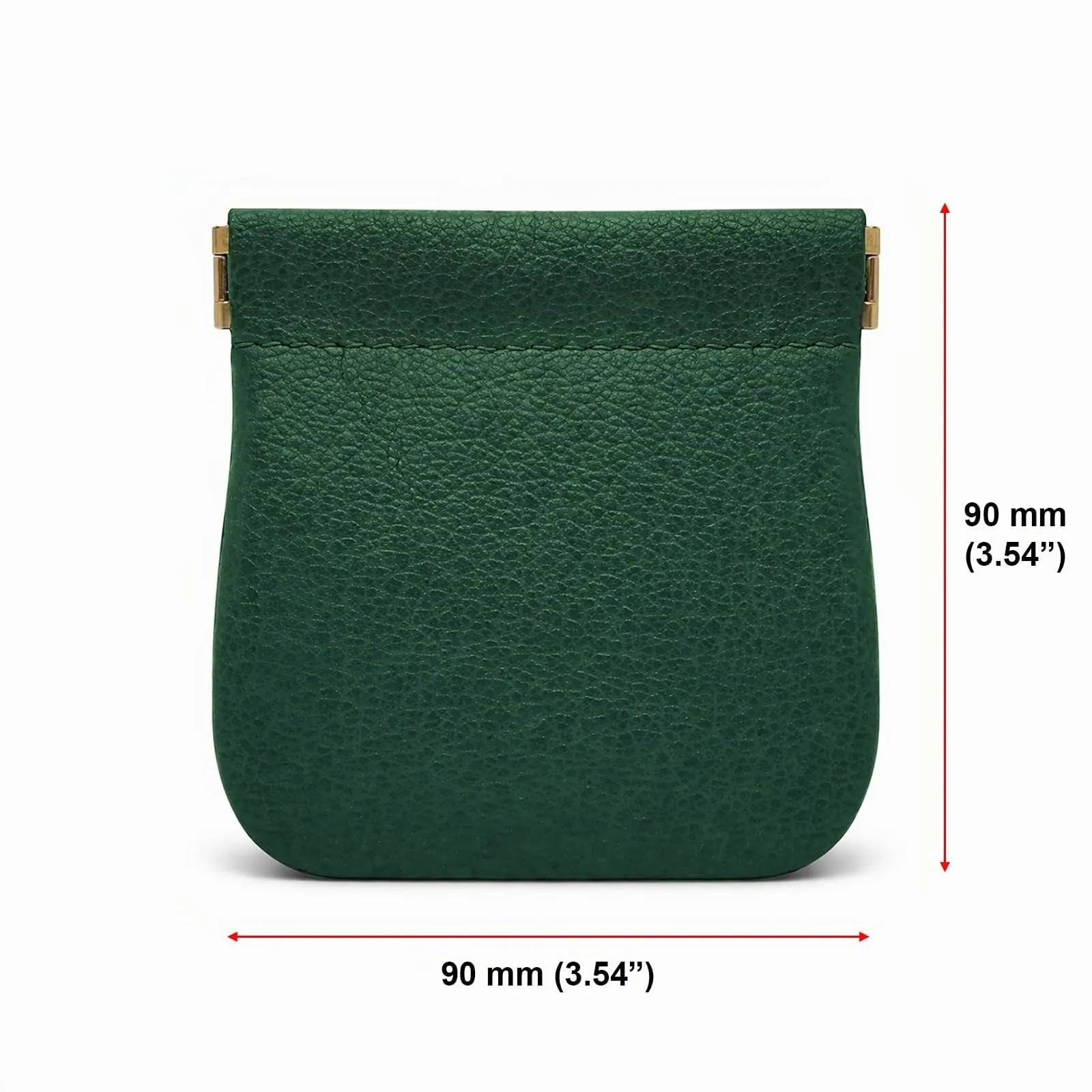 FAST WORLD SHOPPING Portamonete in Vera Pelle Made in Italy con Chiusura a Molla Snap, Verde Scuro - immagine 2