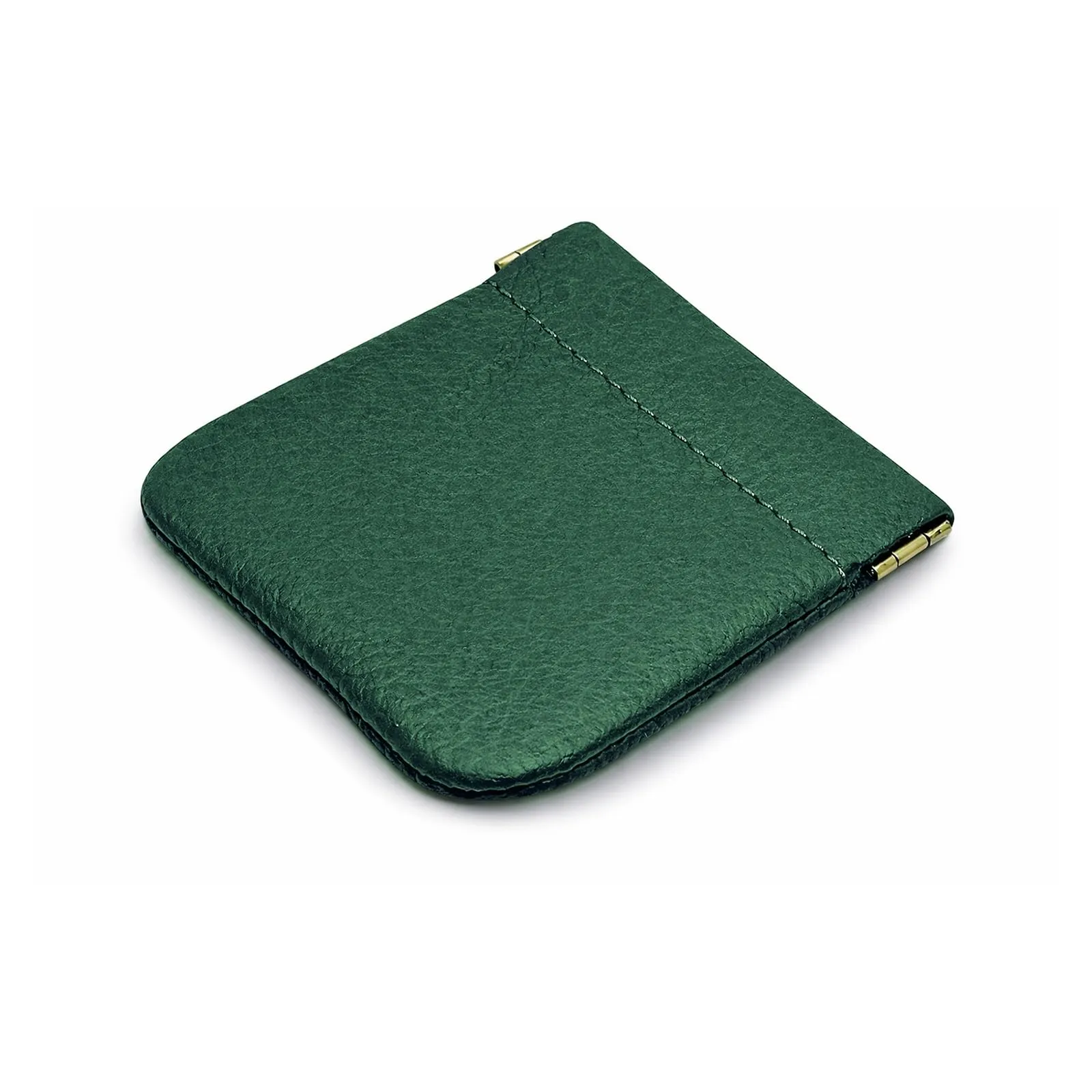 FAST WORLD SHOPPING Portamonete in Vera Pelle Made in Italy con Chiusura a Molla Snap, Verde Scuro - immagine 4
