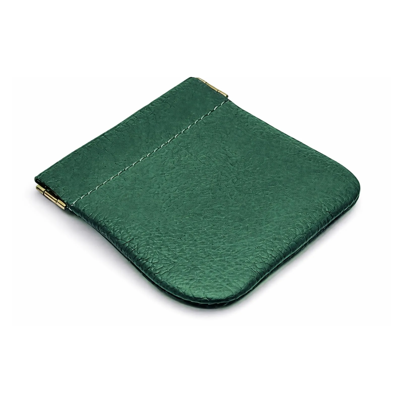 FAST WORLD SHOPPING Portamonete in Vera Pelle Made in Italy con Chiusura a Molla Snap, Verde Scuro - immagine 5