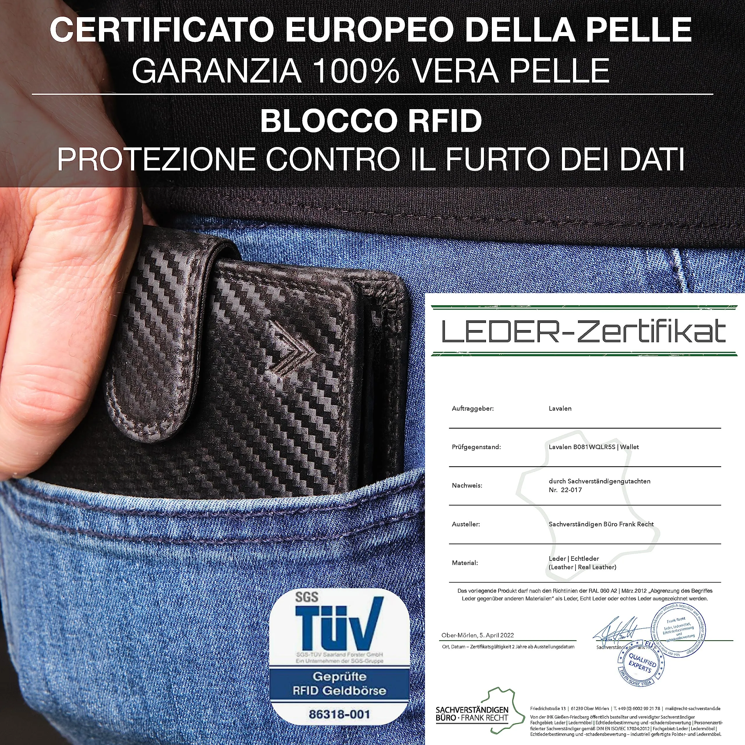 Lavalen Cartera para Hombre RFID Piel Auténtica con Monedero Gran Capacidad - immagine 7