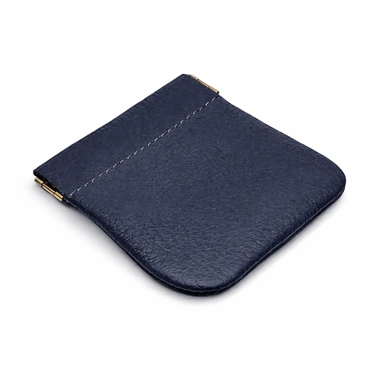 FAST WORLD SHOPPING Portamonete in Vera Pelle Made in Italy con Chiusura a Molla Snap, Blu - immagine 4