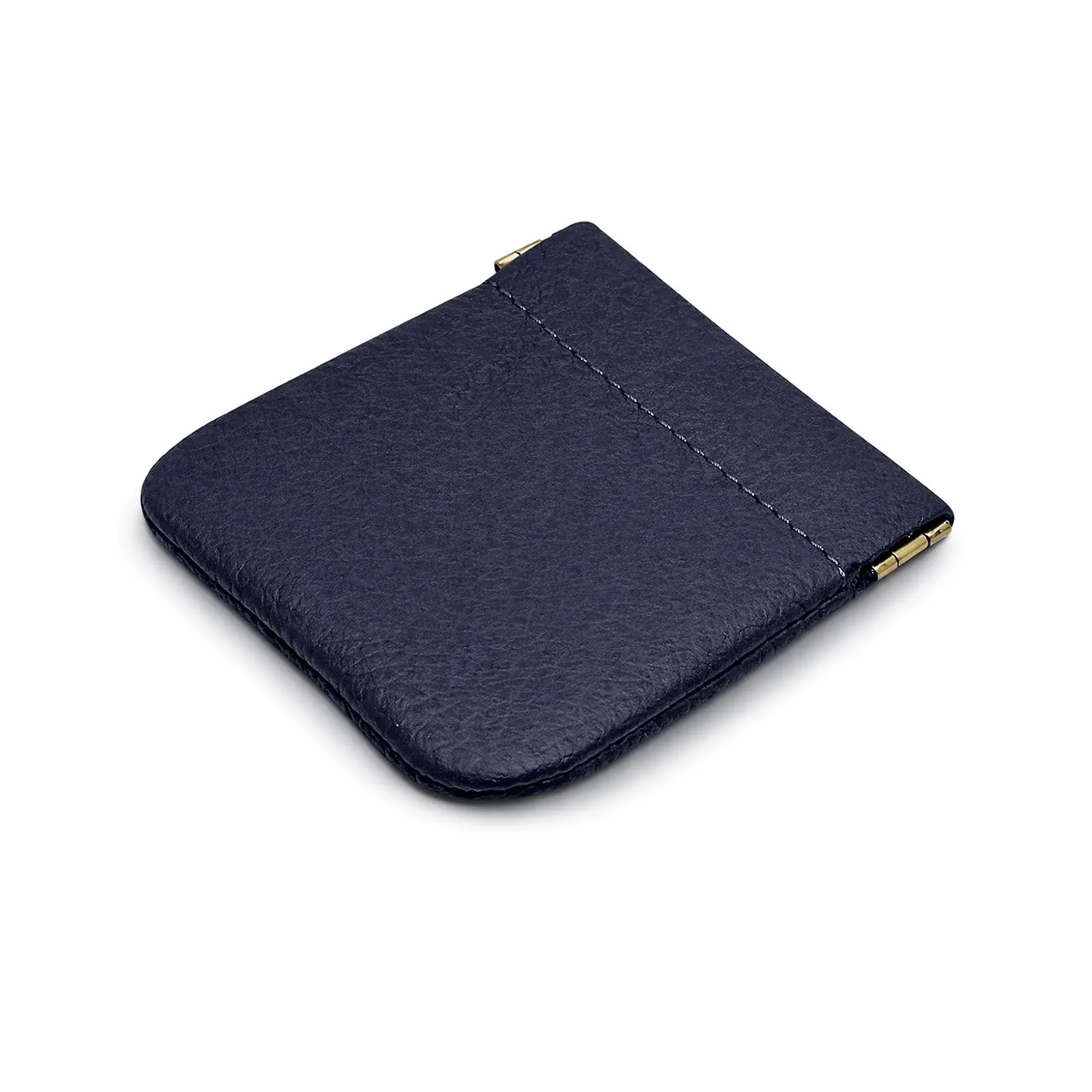 FAST WORLD SHOPPING Portamonete in Vera Pelle Made in Italy con Chiusura a Molla Snap, Blu - immagine 5