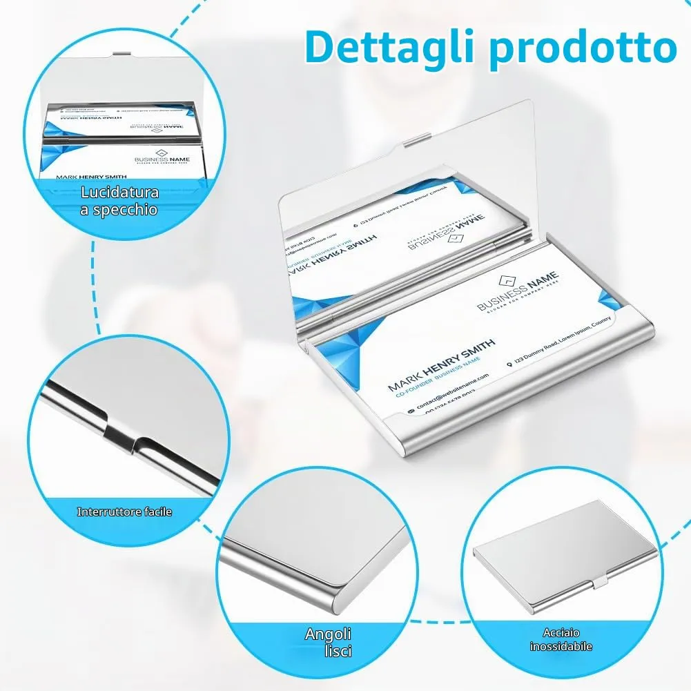 Vicloon Portabiglietti da Visita in Acciaio Inox, 2 Pezzi, Bianco - immagine 3