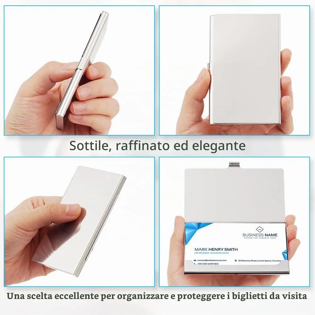 Vicloon Portabiglietti da Visita in Acciaio Inox, 2 Pezzi, Bianco - immagine 4