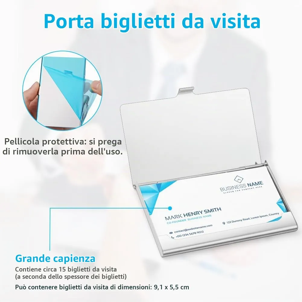 Vicloon Portabiglietti da Visita in Acciaio Inox, 2 Pezzi, Bianco - immagine 5