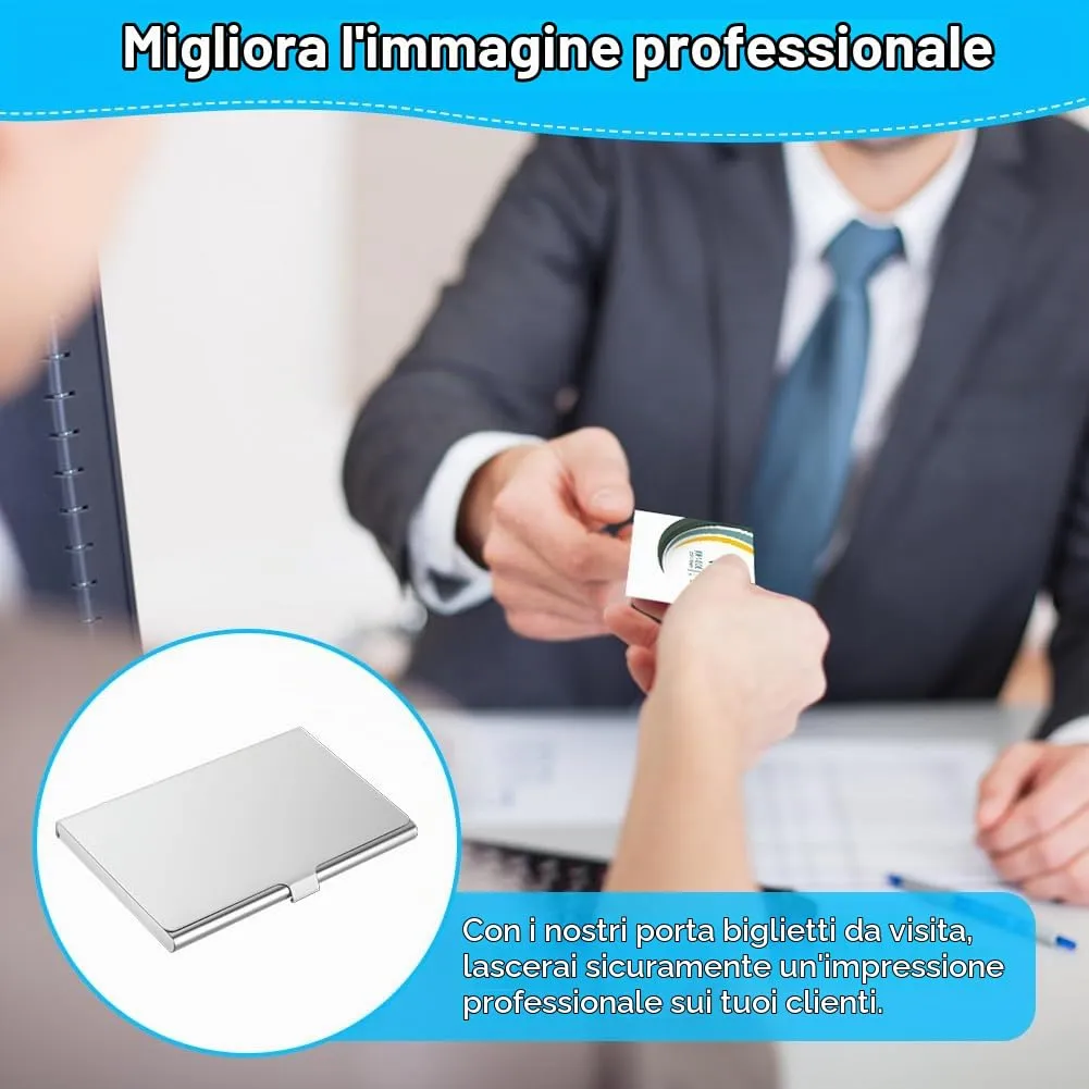 Vicloon Portabiglietti da Visita in Acciaio Inox, 2 Pezzi, Bianco - immagine 6