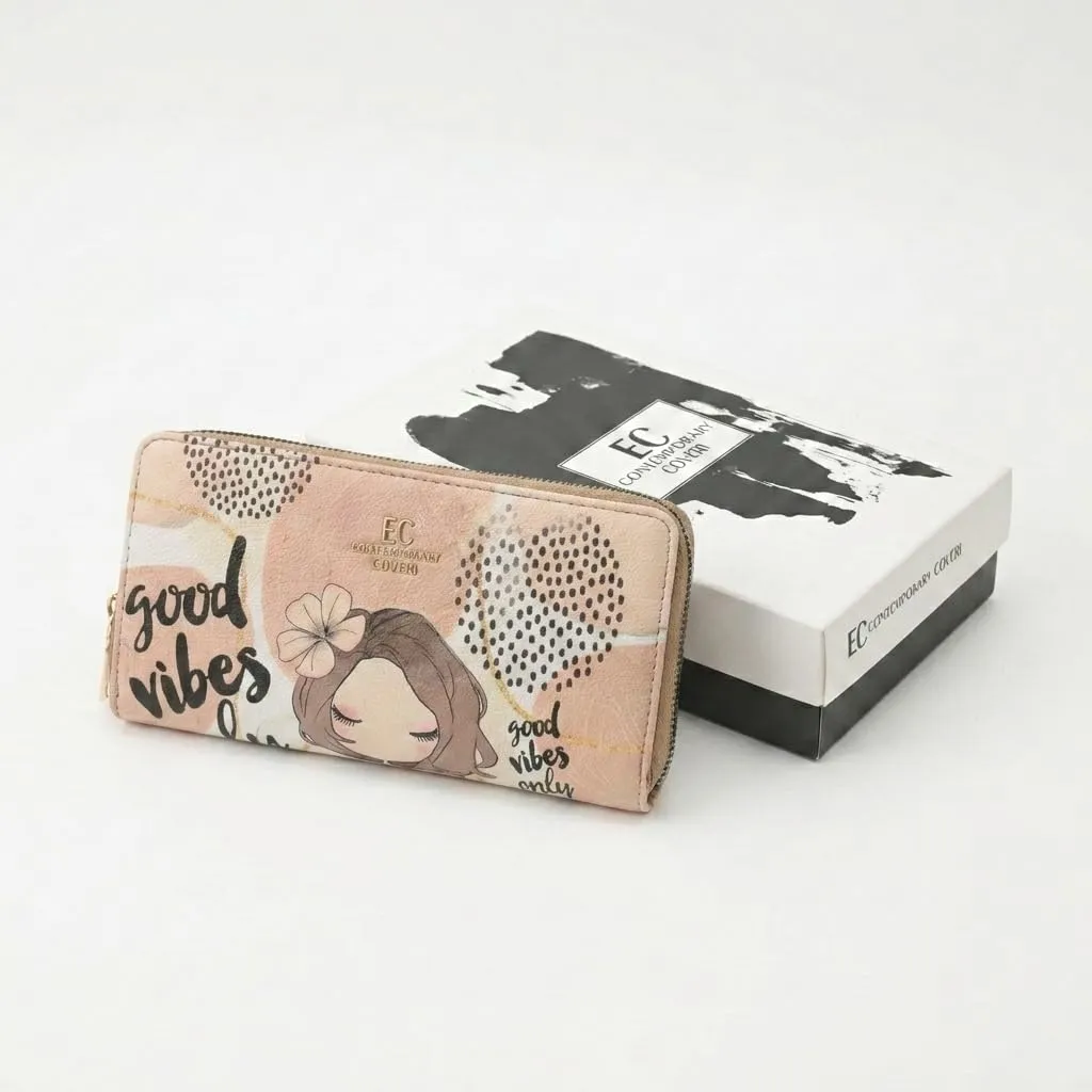 EC Contemporary Coveri Portafoglio Donna in PU con Cerniera Zip Around e Grafica Artistica - immagine 5