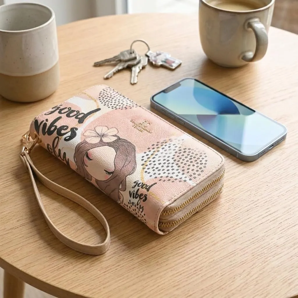 EC Contemporary Coveri Portafoglio Donna in PU con Cerniera Zip Around e Grafica Artistica - immagine 4
