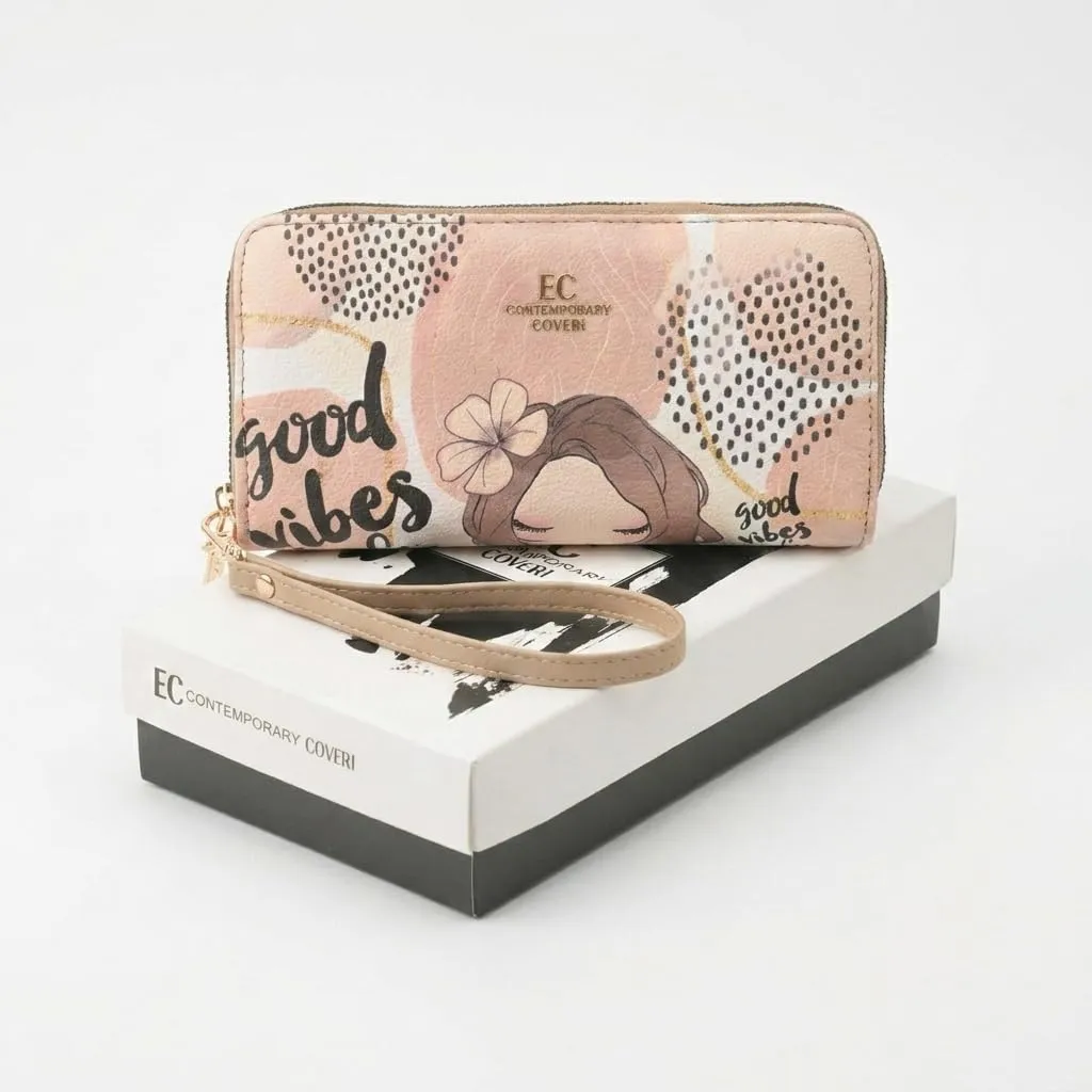 EC Contemporary Coveri Portafoglio Donna in PU con Cerniera Zip Around e Grafica Artistica - immagine 5