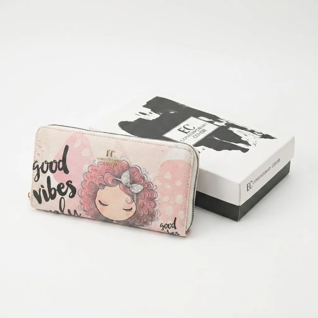 EC Contemporary Coveri Portafoglio Donna in PU con Cerniera Zip Around e Grafica Artistica - immagine 5