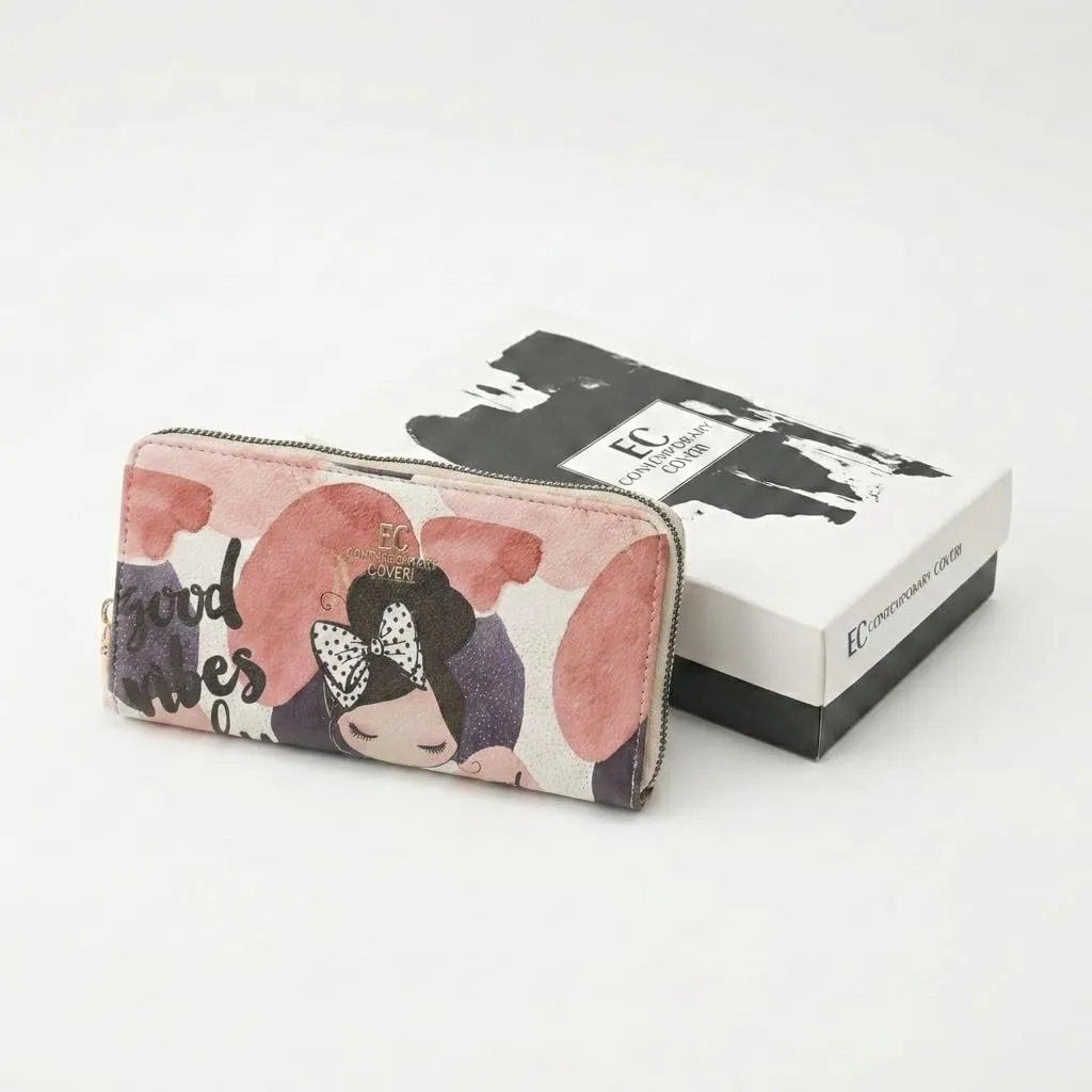 EC Contemporary Coveri Portafoglio Donna in PU con Cerniera Zip Around e Grafica Artistica - immagine 5