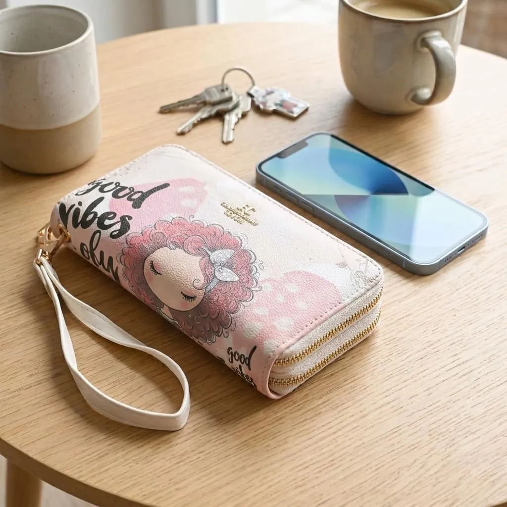 EC Contemporary Coveri Portafoglio Donna in PU con Cerniera Zip Around e Grafica Artistica - immagine 4