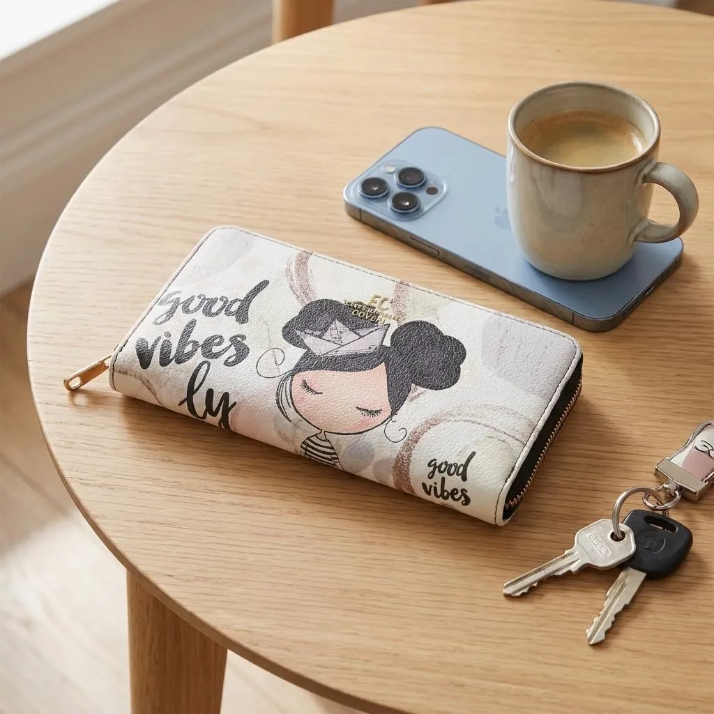 EC Contemporary Coveri Portafoglio Donna in PU con Cerniera Zip Around e Grafica Artistica - immagine 4