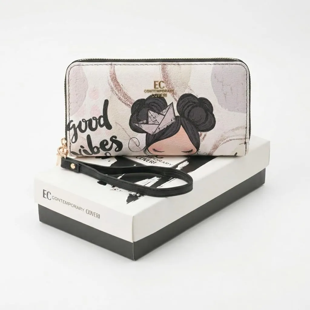 EC Contemporary Coveri Portafoglio Donna in PU con Cerniera Zip Around, Grafica Artistica - immagine 5