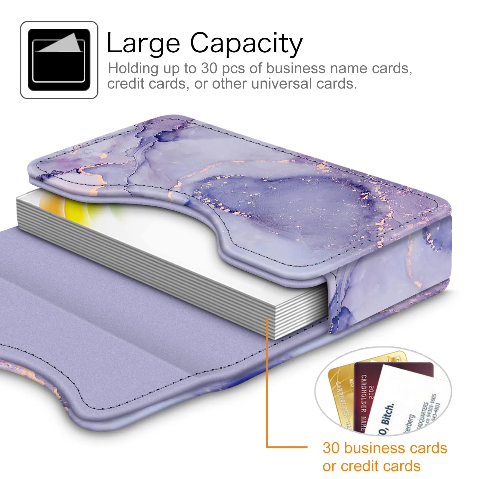 FINTIE Porta Biglietti da Visita con Chiusura Magnetica, Z-lilla Marble - immagine 2