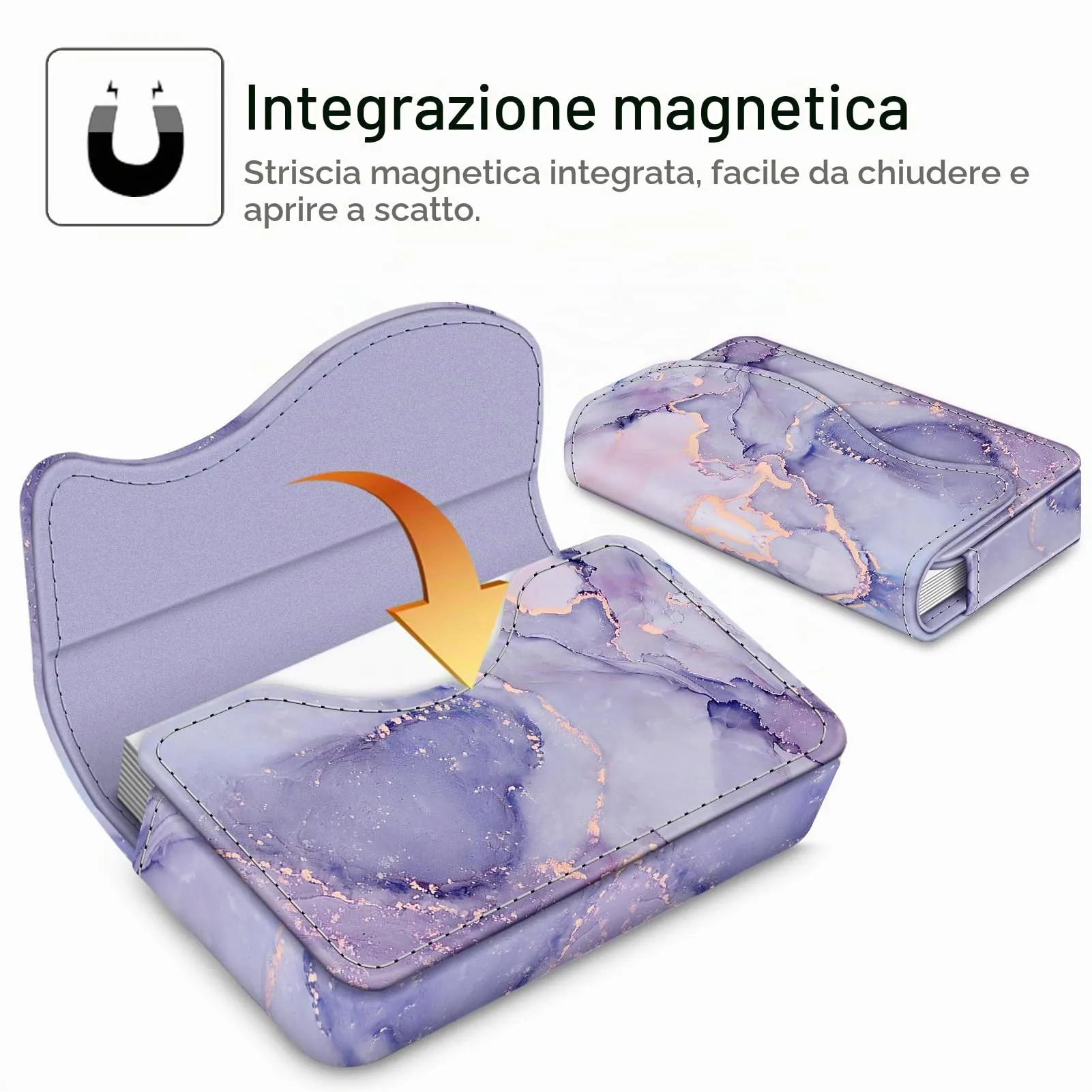FINTIE Porta Biglietti da Visita con Chiusura Magnetica, Z-lilla Marble - immagine 3