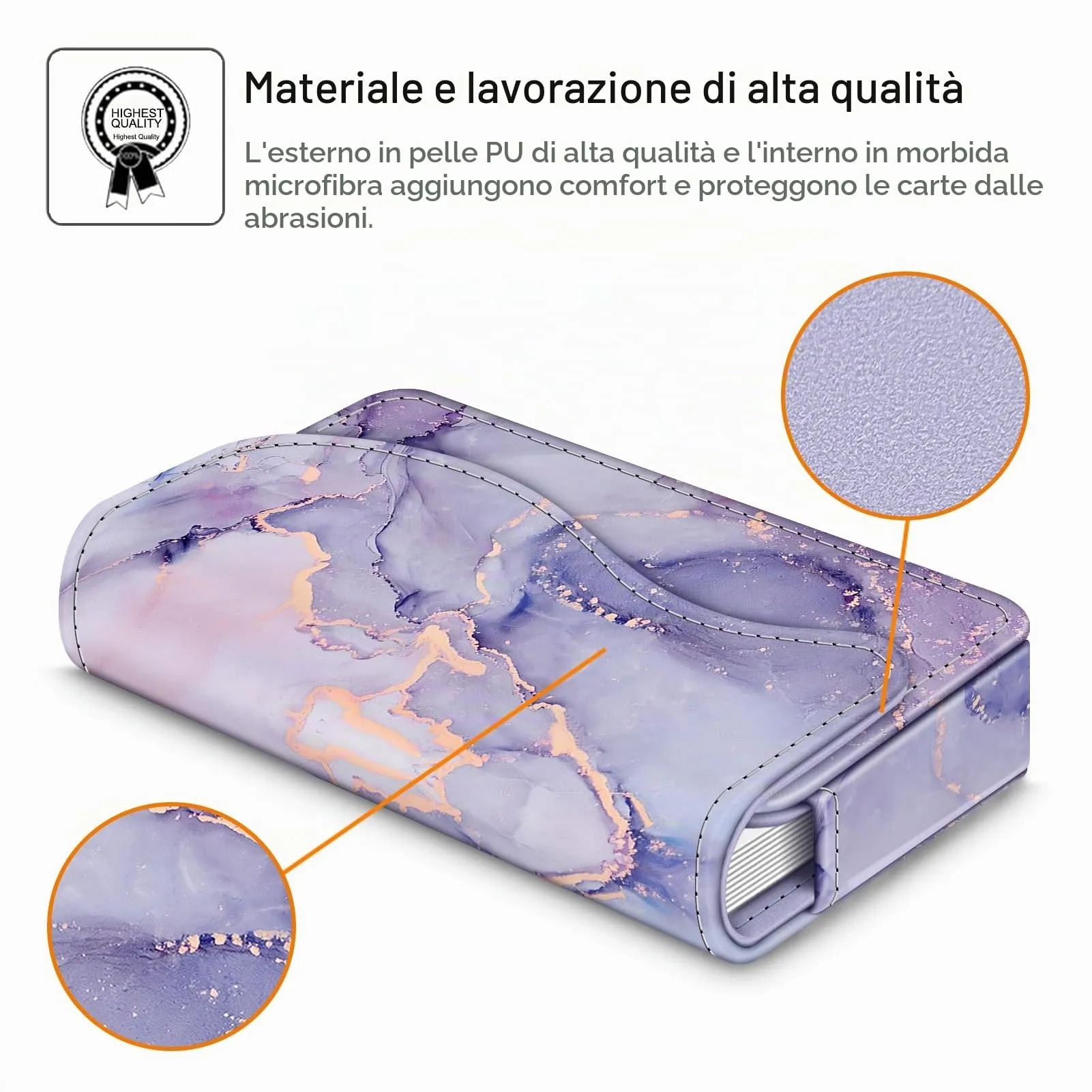 FINTIE Porta Biglietti da Visita con Chiusura Magnetica, Z-lilla Marble - immagine 4