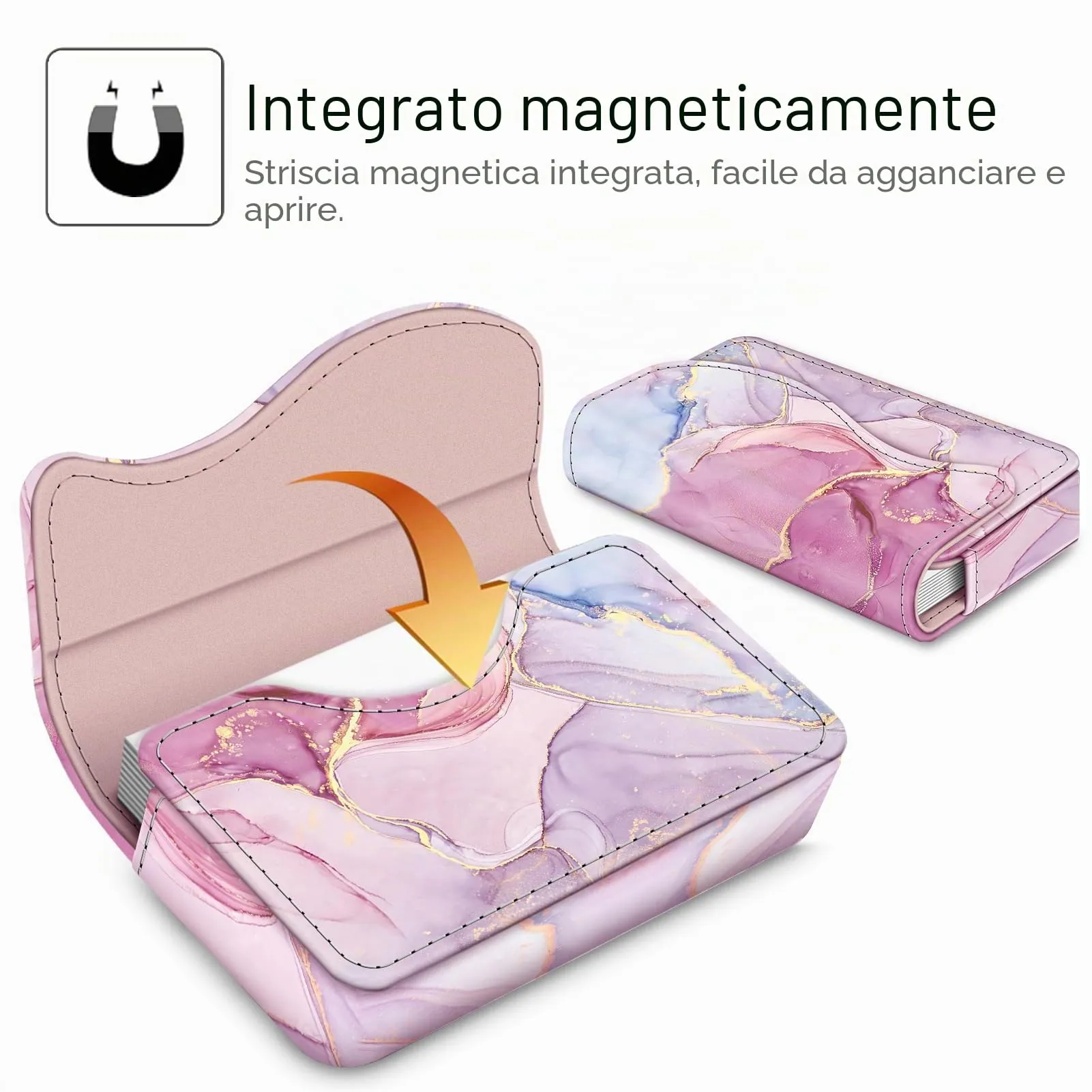 FINTIE Porta Biglietti da Visita con Chiusura Magnetica - Marmo Glorioso - immagine 3