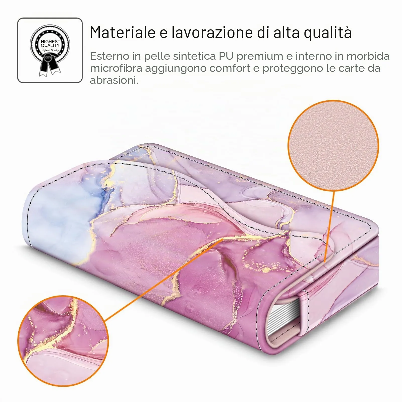 FINTIE Porta Biglietti da Visita con Chiusura Magnetica - Marmo Glorioso - immagine 4