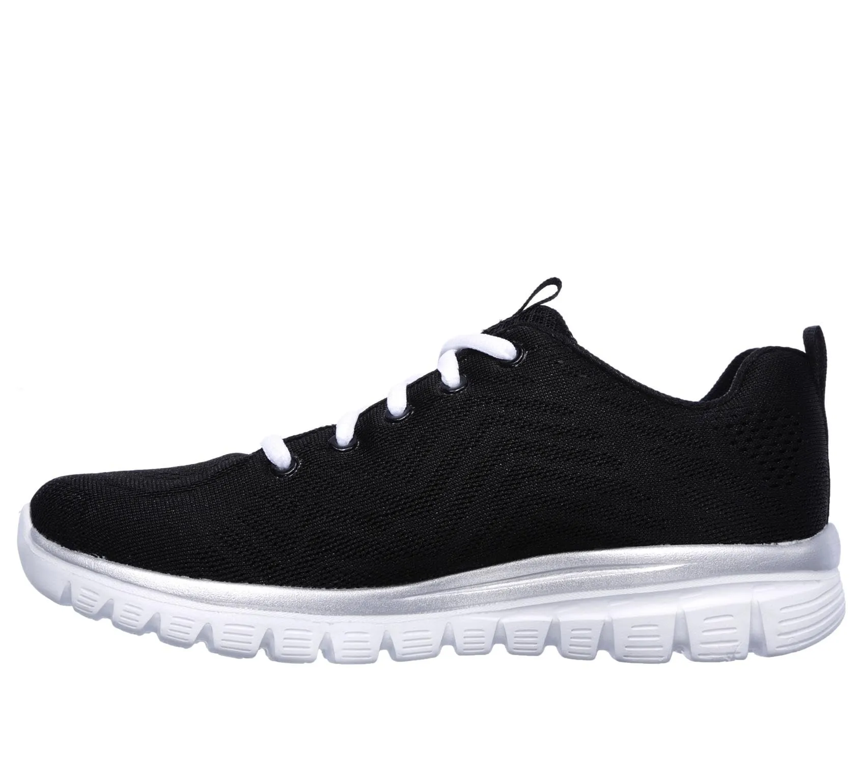 Skechers Donna Graceful Get Connected Trainers - Black/White - 36 EU Larga - immagine 5