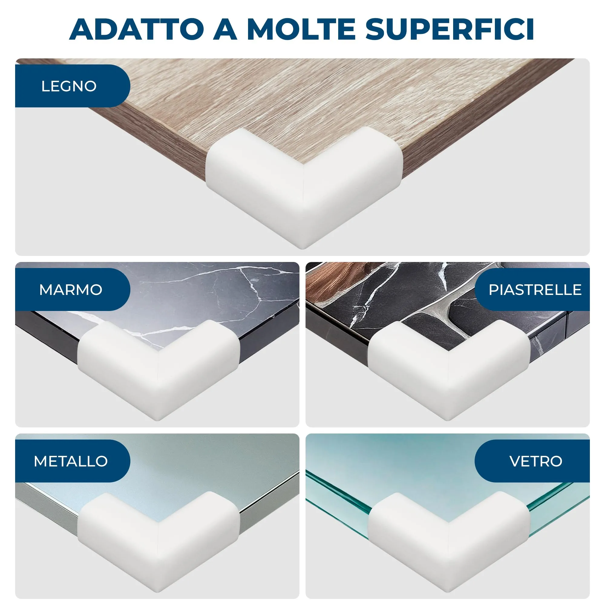 Hoffenbach Paraspigoli Angolari in Gomma per Bambini, 12 Pezzi, Bianco - immagine 7