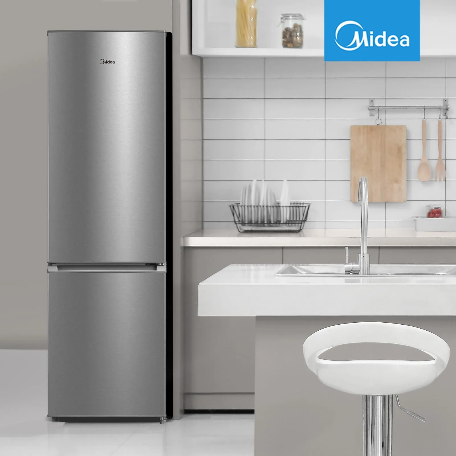 Midea MERB276FGE02A Frigorifero Combinato Total No Frost 270L, 180 cm, Inox - immagine 2