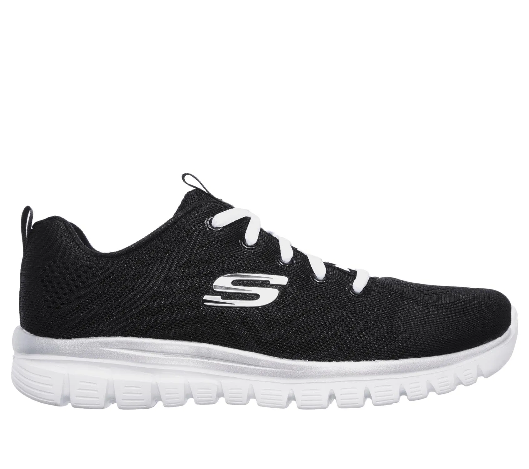 Skechers Donna Graceful Get Connected Trainers, Black/White, 40 EU Larga - immagine 1