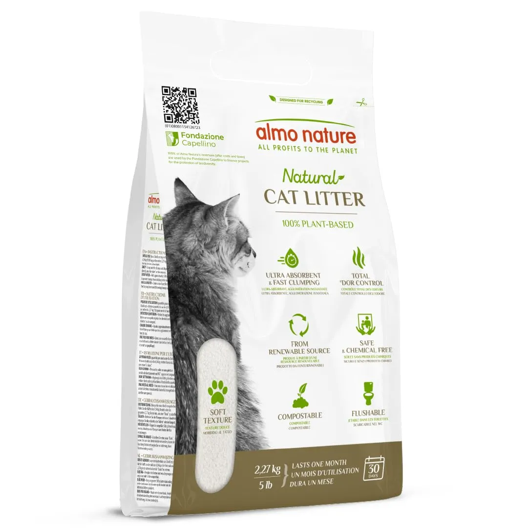 Almo Nature Soft Texture Lettiera per Gatti, 100% Vegetale, Biodegradabile e Compostabile, Agglomerante, 2.27kg - immagine 1