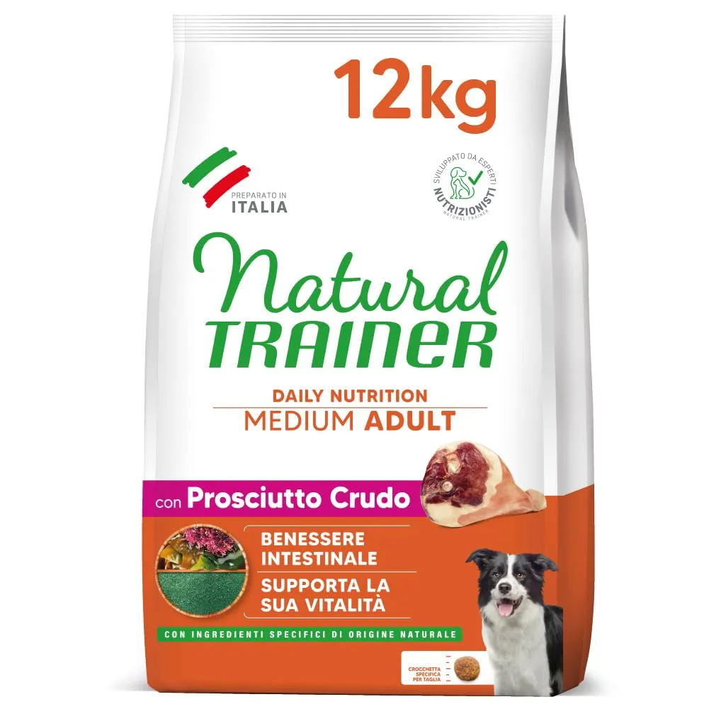 Trainer Natural Medium Cibo per Cani Adulti con Prosciutto Crudo, 12kg - immagine 1
