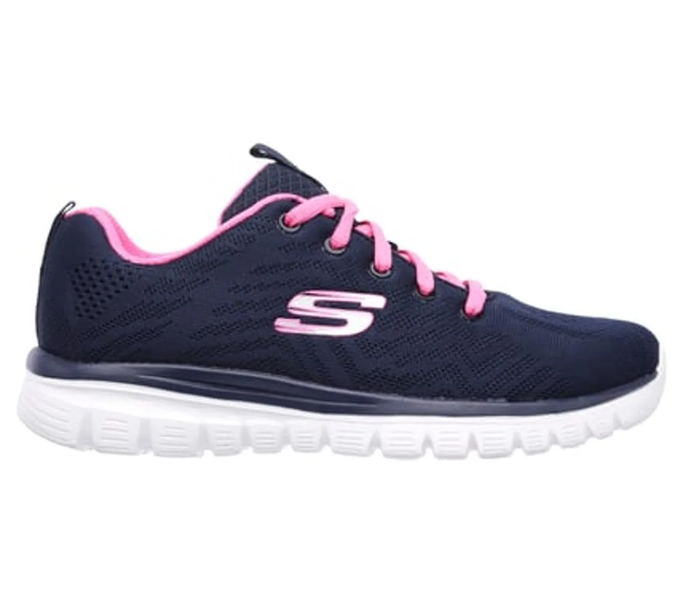 Skechers Donna Graceful Get Connected Trainers, Navy Mesh / Hot Pink Trim, 38 EU - immagine 2
