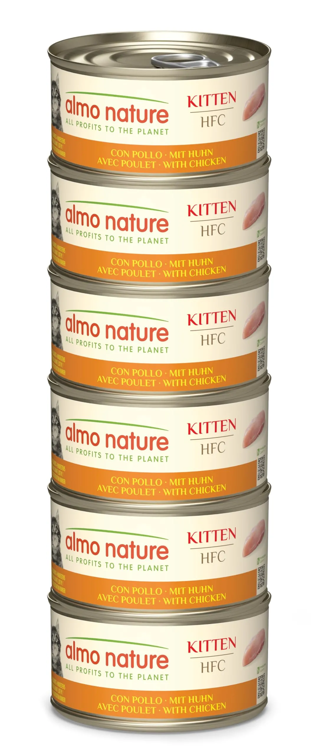 Almo Nature HFC Kitten Pollo Cibo Umido Completo per Gattini e Gatte in Allattamento, 70g, Confezione da 6 - immagine 1