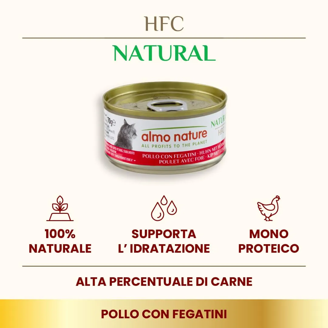 Almo Nature HFC Alimento Umido per Gatti Pollo con Fegatini 420 g (6 x 70 g) - immagine 2