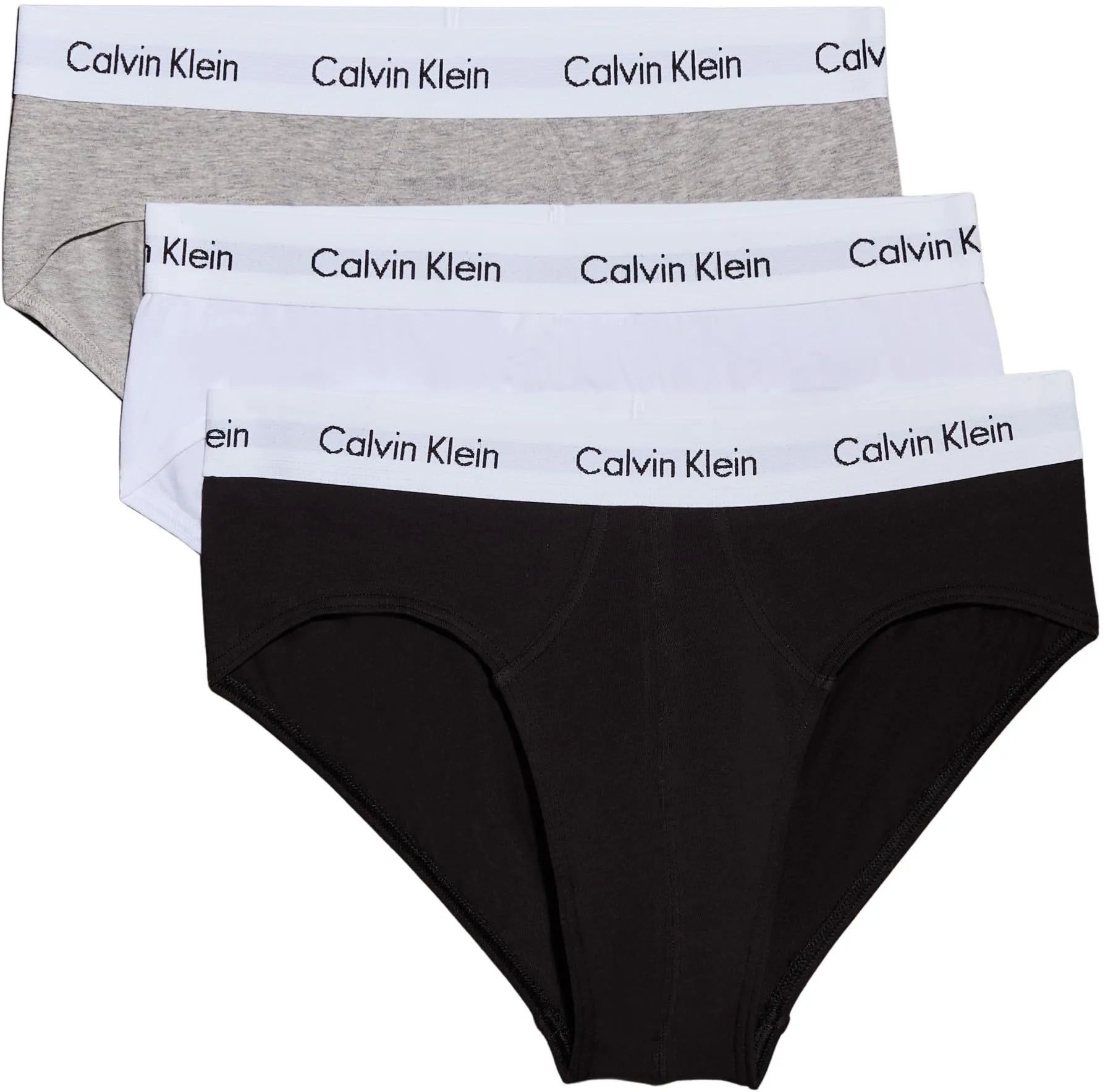 Calvin Klein Uomo Slip Hipster, 3 Pack, Multicolore (Black/White/Grey Heather), S - immagine 1