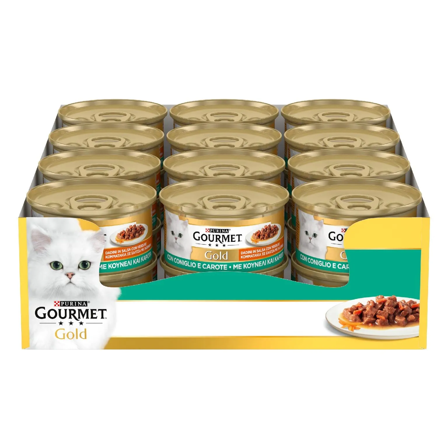 Gourmet Gold Cibo Umido per Gatti Adulti Bocconcini con Coniglio e Carote, 24 Lattine da 85g - immagine 1