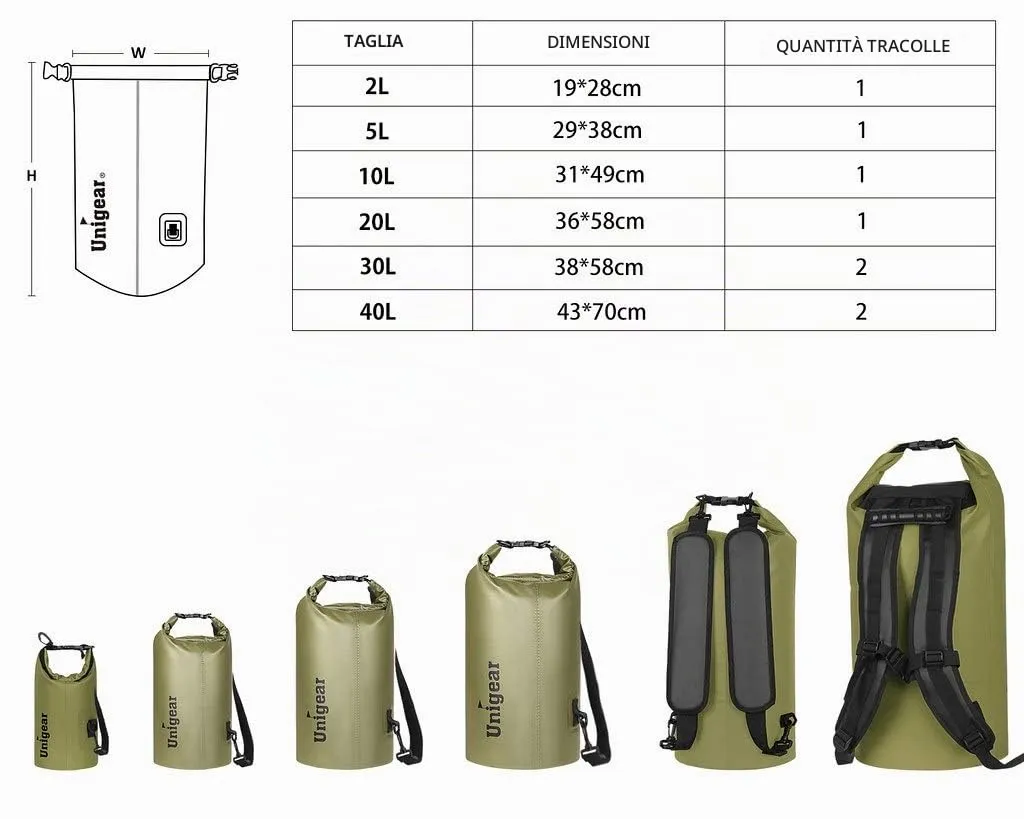 Unigear Borsa Impermeabile 5L con Custodia per Telefono - Verde Militare - immagine 5