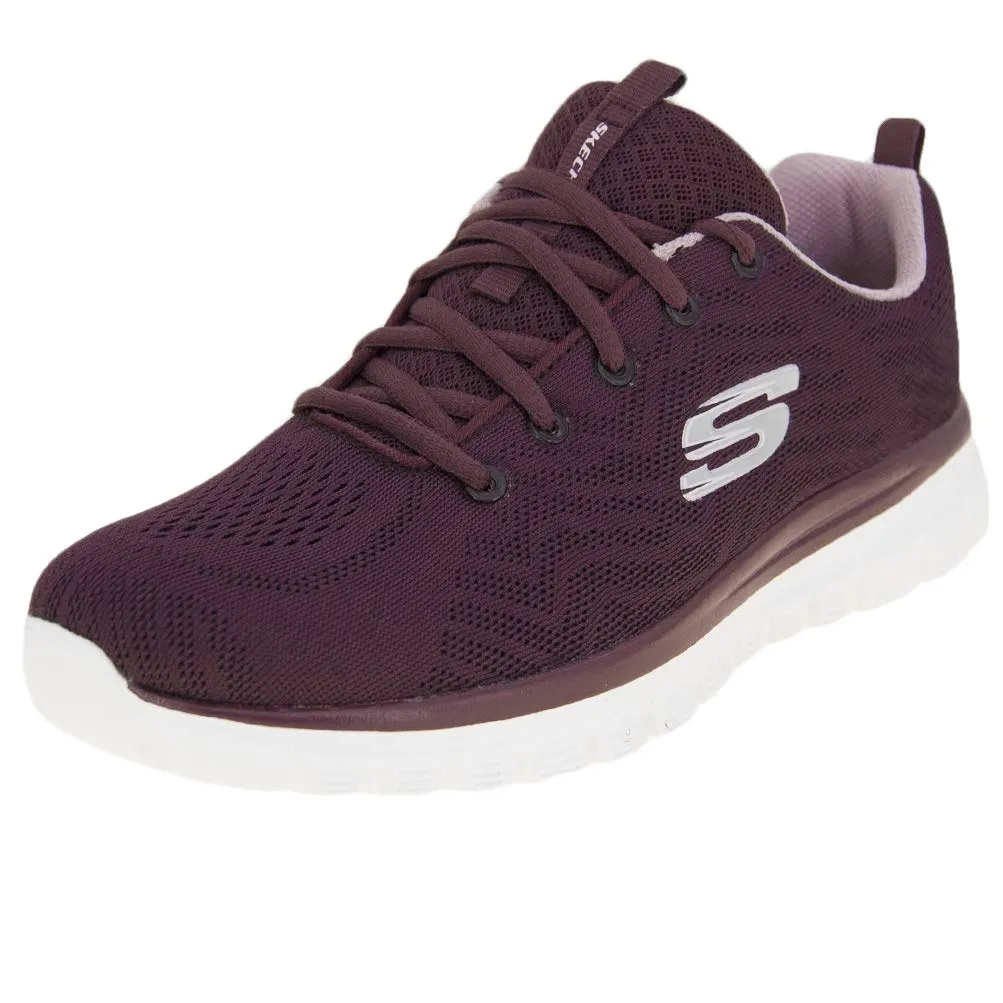 Skechers Donna Graceful Get Connected Trainers - Wine Mesh/Lavender Trim - 37.5 EU - immagine 4