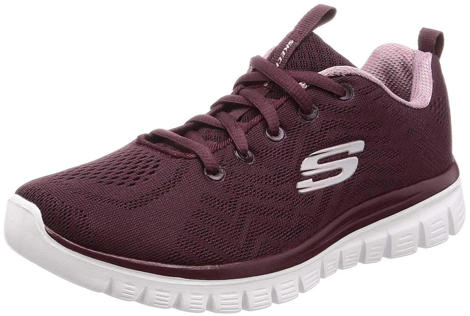 Skechers Donna Graceful Get Connected Trainers, Wine Mesh/Lavender Trim, 39.5 EU - immagine 1