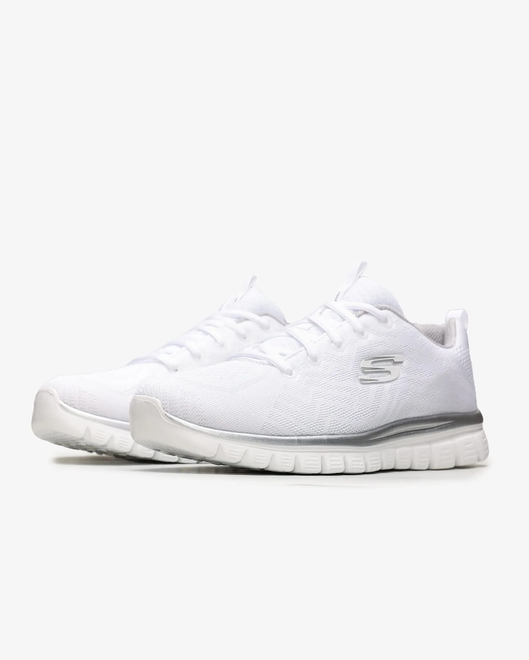 Skechers Donna Graceful Get Connected Trainers, White Mesh/Silver Trim, 40 EU - immagine 3